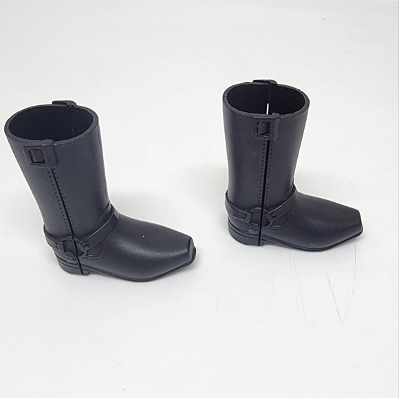 BARBIE DOLL SHOES - PAIR of KEN MOTORCYCLE RIDING Harley Boy BLACK SNAP BOOTS - Picture 2 of 5